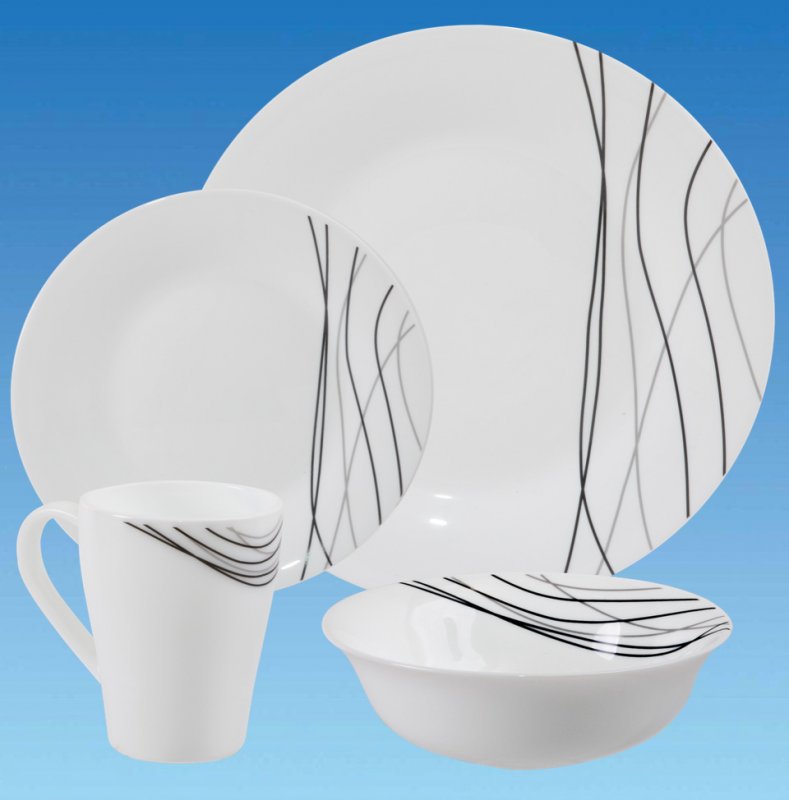 Horizon Streak 16 Piece Opalware Dining Set – Leisure Warehouse