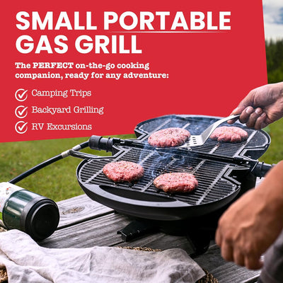 NOMADIQ Portable Propane Gas Grill | Small, Mini, Lightweight Tabletop BBQ .Perfect for Camping, Tailgating, Outdoor Cooking, RV, Boats, Travel (Grill)&nbsp;