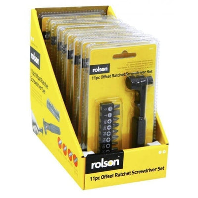 Rolson 11pc Offset Screwdriver Set Ratchet Action Caravan