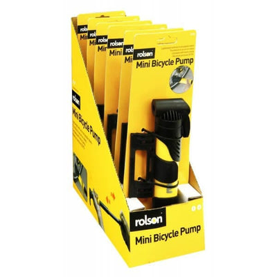Rolson Mini Hand Air Pump with twin adaptors and frame clamp