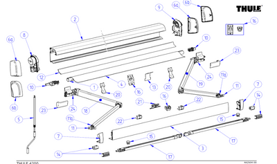 Thule 4200 Awning Spare Parts - Legs, Arms, End Caps, Trim Thule 4200 Caravan Motorhome Awning Full Spare Parts