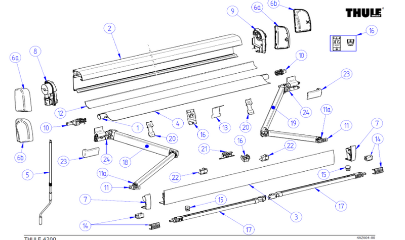 Thule 4200 Awning Spare Parts - Legs, Arms, End Caps, Trim Thule 4200 Caravan Motorhome Awning Full Spare Parts