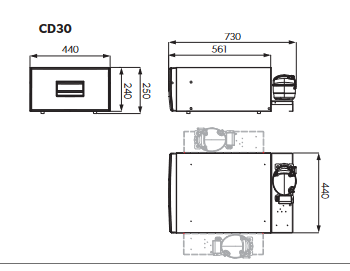 Dometic CD30 Caravan Motorhome 12v Compressor Drawer Fridge (Black)