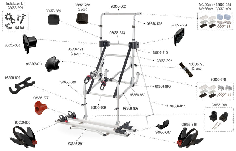 Drop down bike rack motorhome