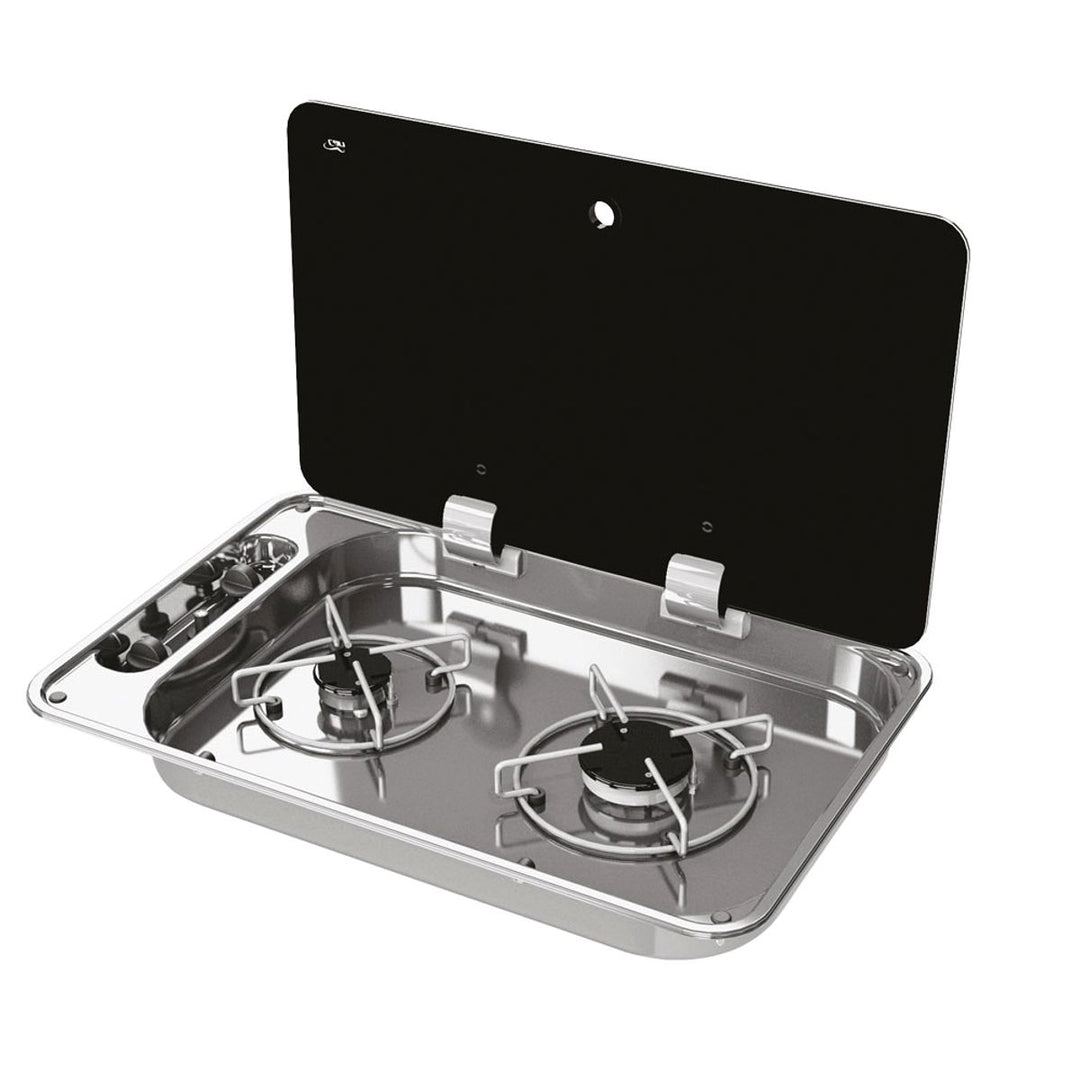 CAN FC1336-P Hoodiny Hob (Glass Lid / 2 Burners / Piezo) Leisure Warehouse CAN FC1336-P Hoodiny Hob (Glass Lid / 2 Burners / Piezo) Leisure Warehouse